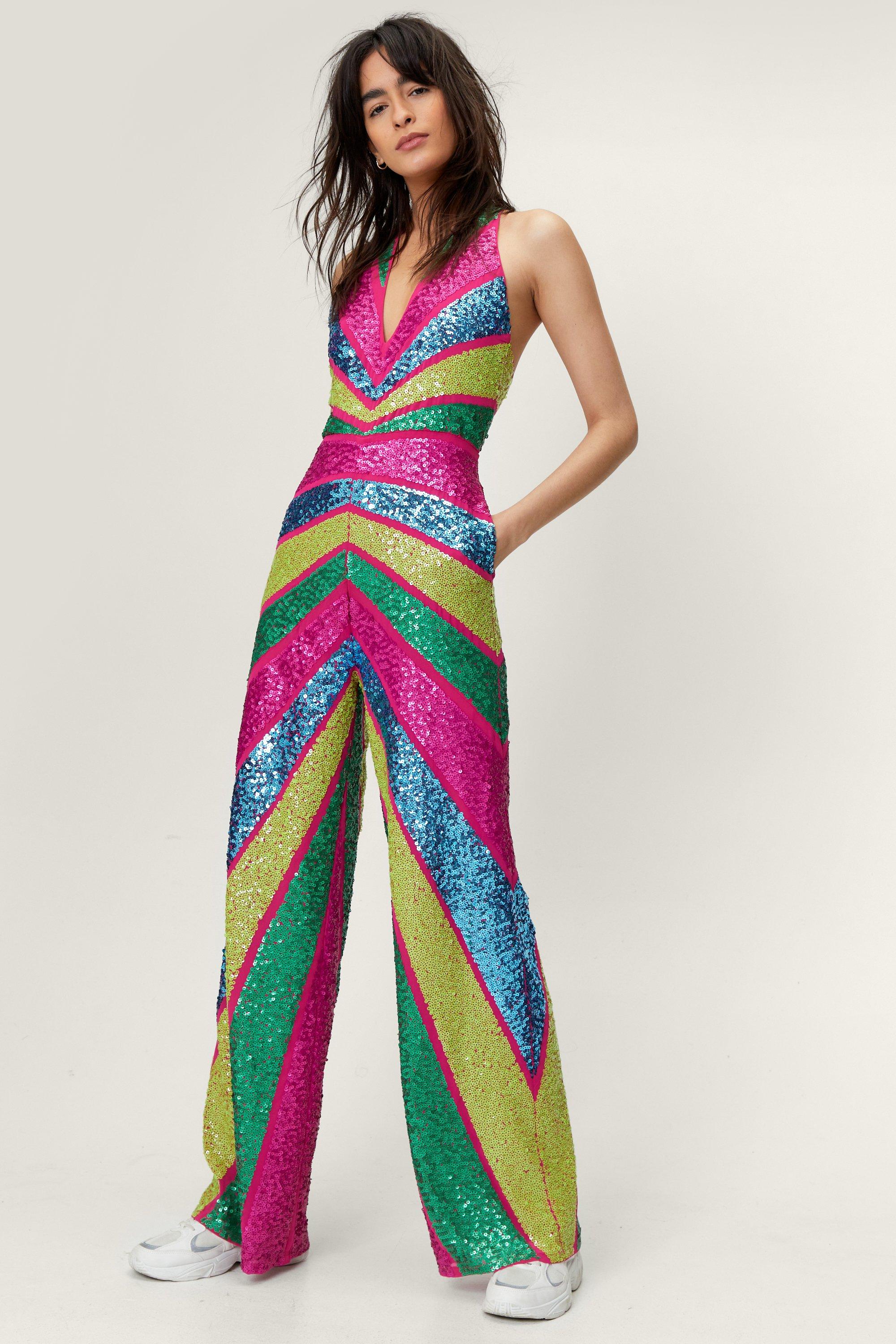 Boohoo store rainbow jumpsuit